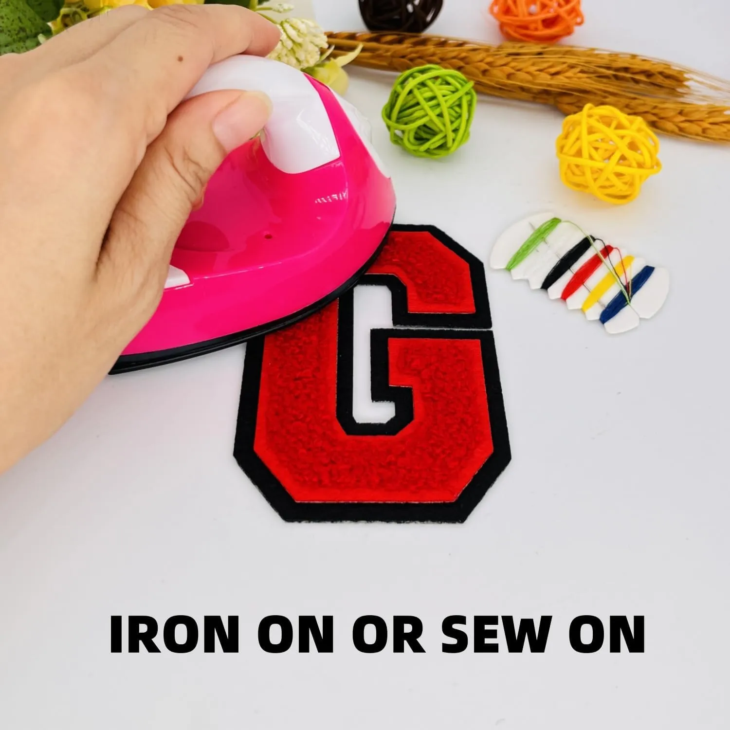 1 PCS 4.0" Red Chenille Letter Patch with Black Edge, Iron on Patches for Hats, Clothes, Bags, Backpacks, Jeans, Jackets - Initial Patches, Large Varsity Letter (G)