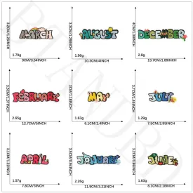 12 PCS December Words Iron on Embroidered Patches, DIY Stripes Bulk Appliques with Ironed Adhesive, Words JRNUARY Patch for Varsity Clothes, Backpack, Hat, Bag, Shoe