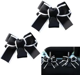 Car Bow Seat Headrest Hook, Cute Creative Hidden Decoration, 2 PCS Multi-Function Hanging Organizer for Backpack Grocery Bag, Universal for Most Cars Portable Storage Accessories (Black)