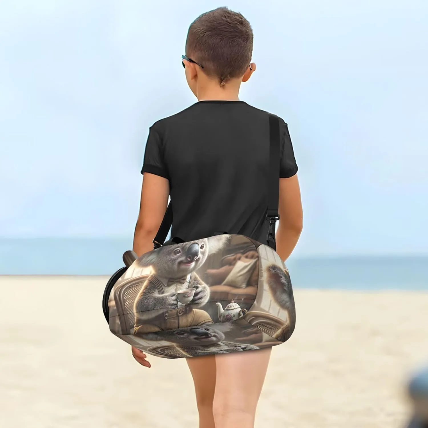 Carry on Duffel Bag Boys Gentleman Koala Vintage Tea Overnight Bags Toddler Girls Duffle Bags Travel Tote Dance Duffle Bag