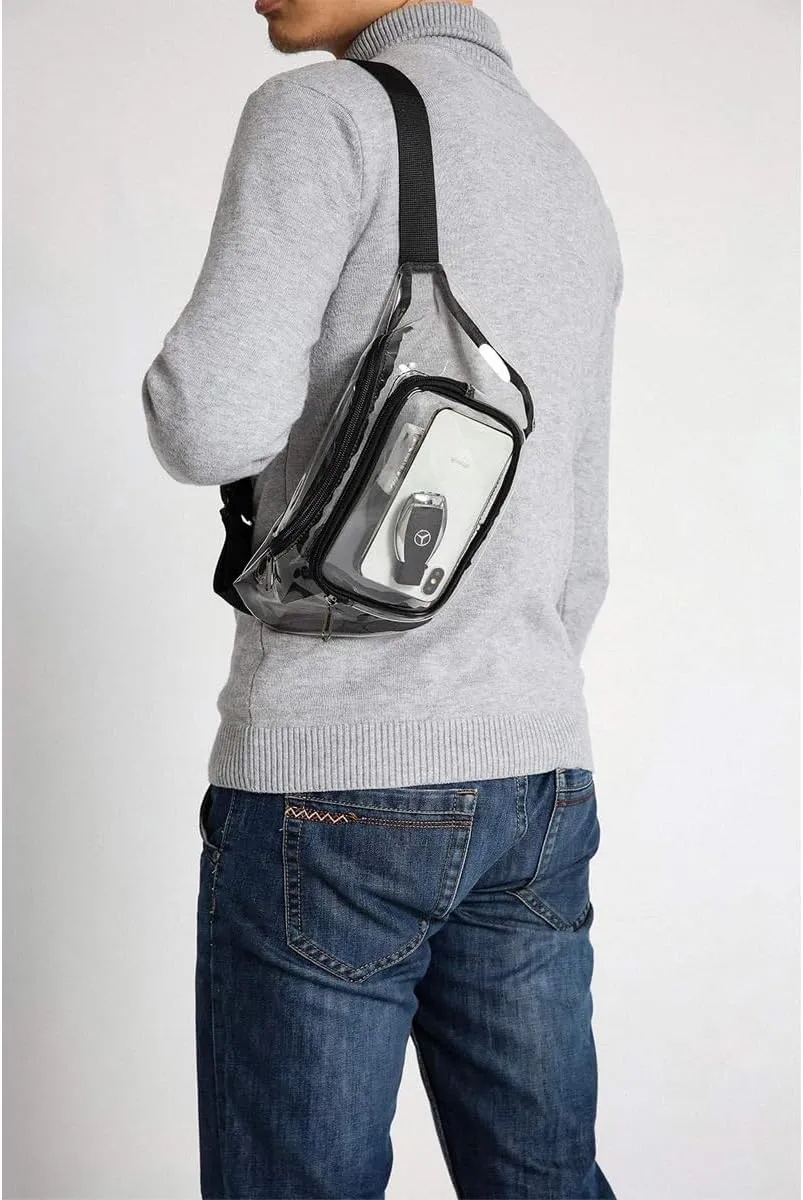 Clear Purses for Women - Stadium Approved Fanny Packs, Belt Bags - Trendy Crossbody Bags (Black)