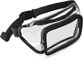 Clear Purses for Women - Stadium Approved Fanny Packs, Belt Bags - Trendy Crossbody Bags (Black)