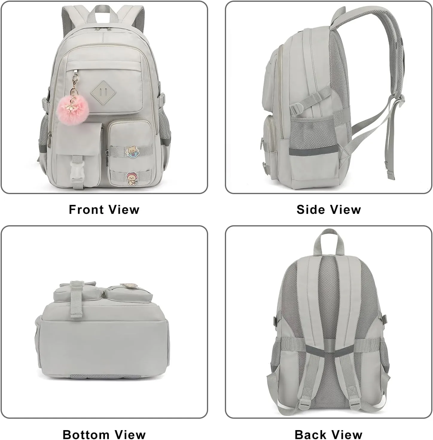 College School Backpack for Girls, Women Travel Laptop Backpacks Teens Middle High School Bookbag (Grey)