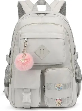 College School Backpack for Girls, Women Travel Laptop Backpacks Teens Middle High School Bookbag (Grey)