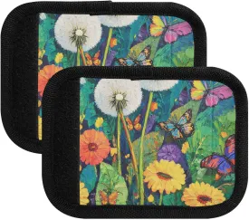 Colorful Dandelions and Butterfly 2 Pack Luggage Handle Wraps Covers for Suitcase Identifiers Bag Tags Travel Accessories