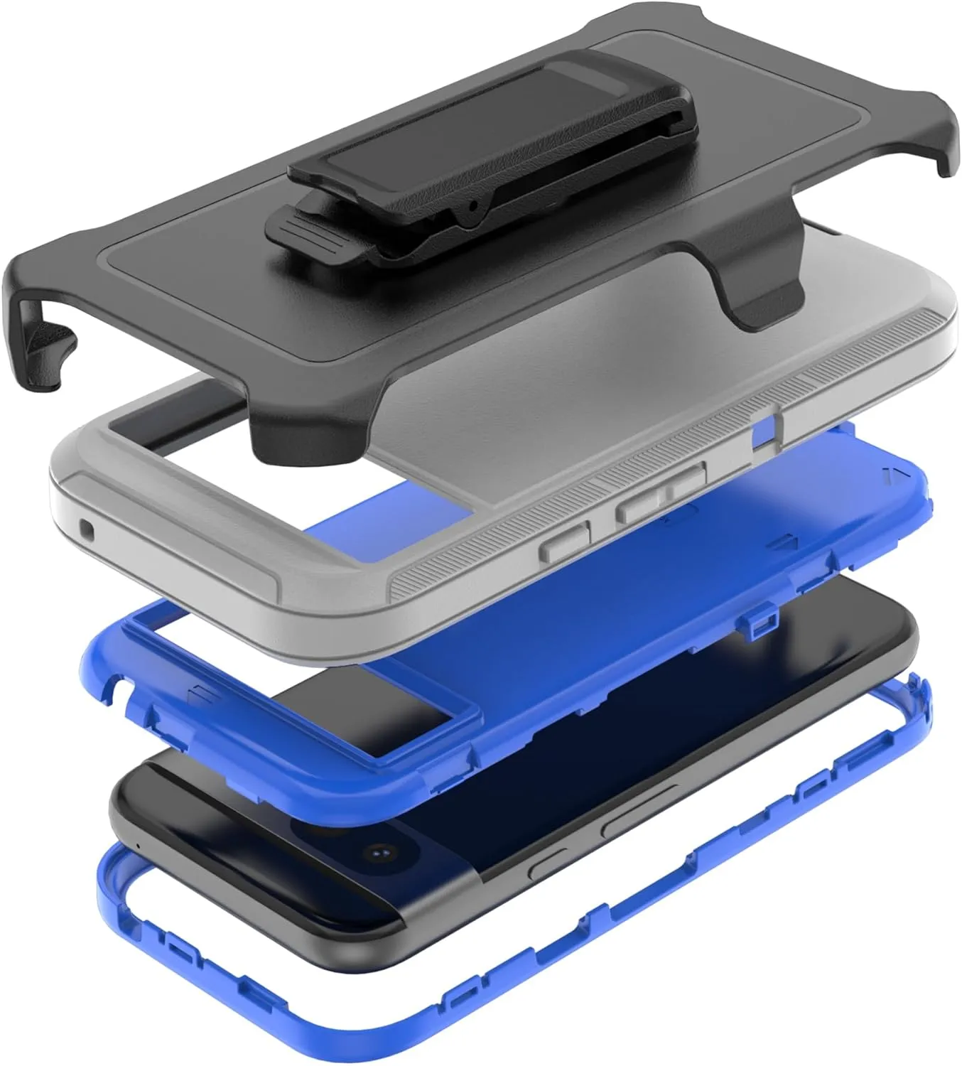 Compatible with Google Pixel 8A Case, with Belt Clip Holster Heavy Duty Rugged Shockproof Full Body Protection Kickstand Phone case for Google Pixel 8A 5G (Grey Blue)