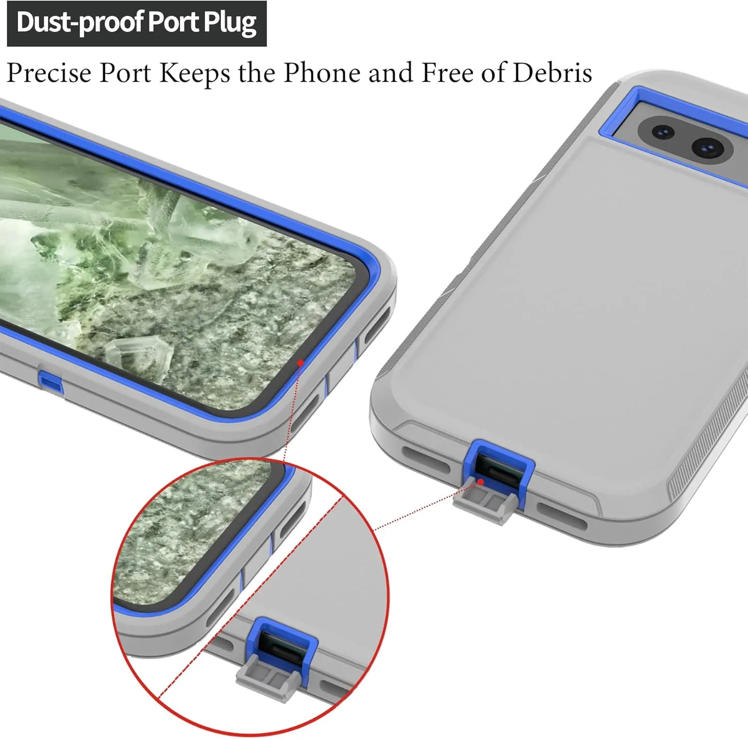 Compatible with Google Pixel 8A Case, with Belt Clip Holster Heavy Duty Rugged Shockproof Full Body Protection Kickstand Phone case for Google Pixel 8A 5G (Grey Blue)