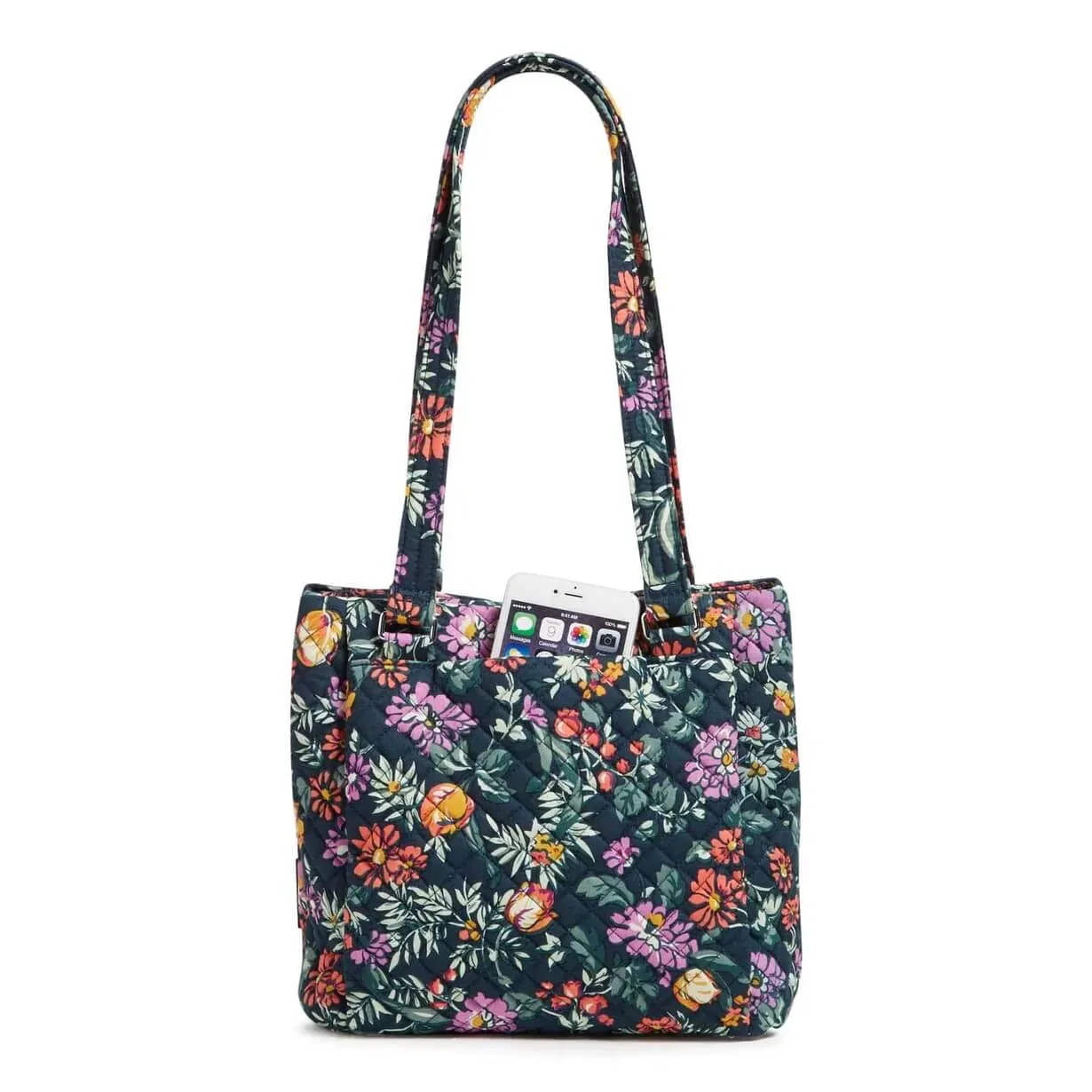Cotton Vera Bradley Multi-Compartment Shoulder Satchel Purse, blue-green/multicolor