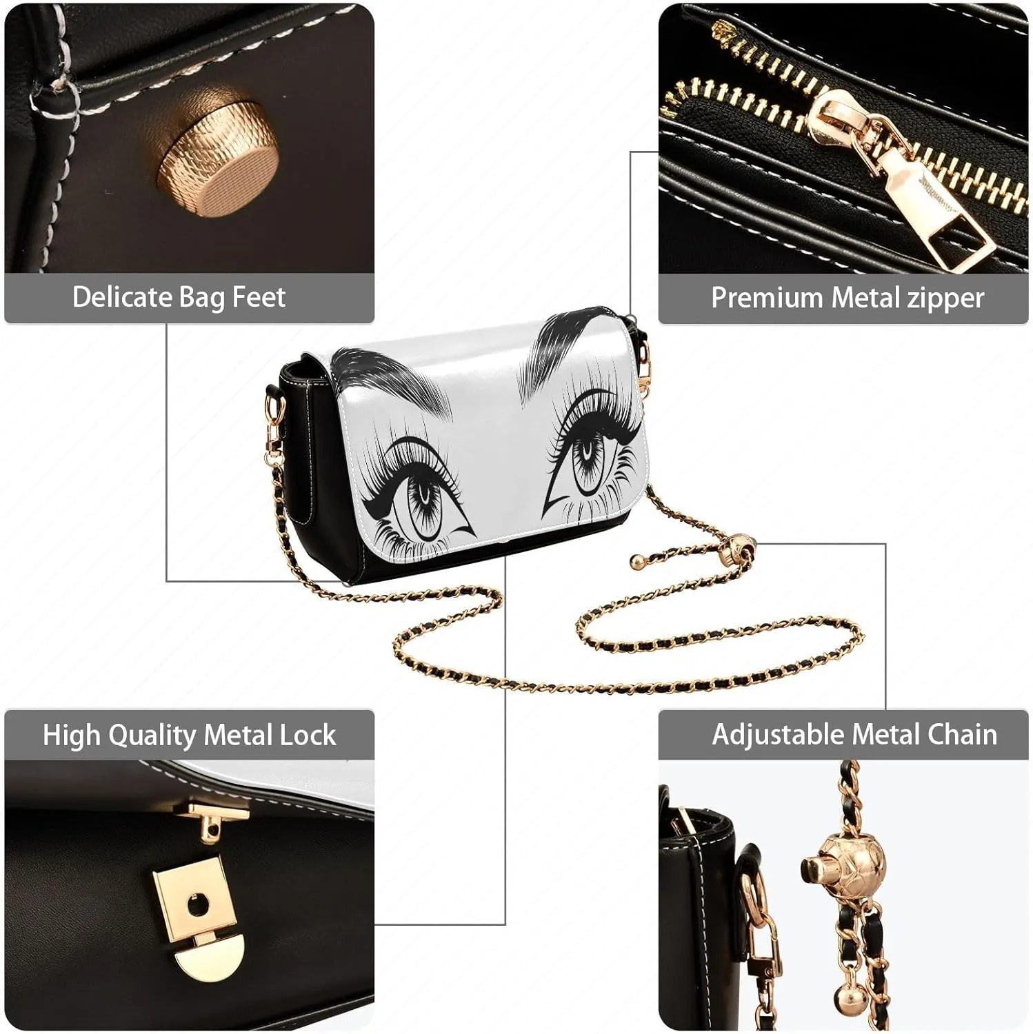 Crossbody Bags for Women Trendy Women's Black Shoulder Bag Small PU Leather Flap Cross Body Bag Handbags