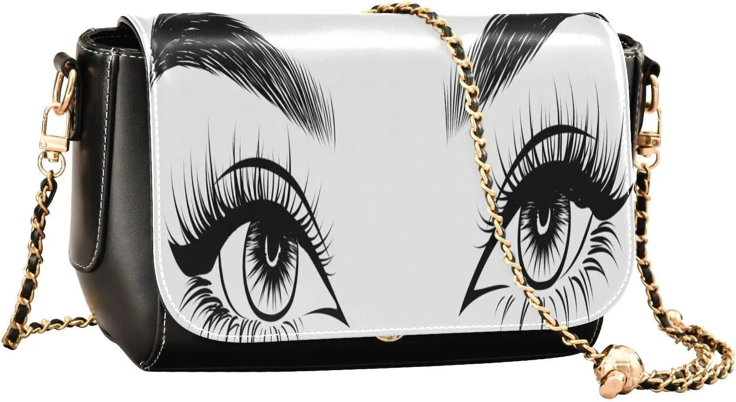 Crossbody Bags for Women Trendy Women's Black Shoulder Bag Small PU Leather Flap Cross Body Bag Handbags