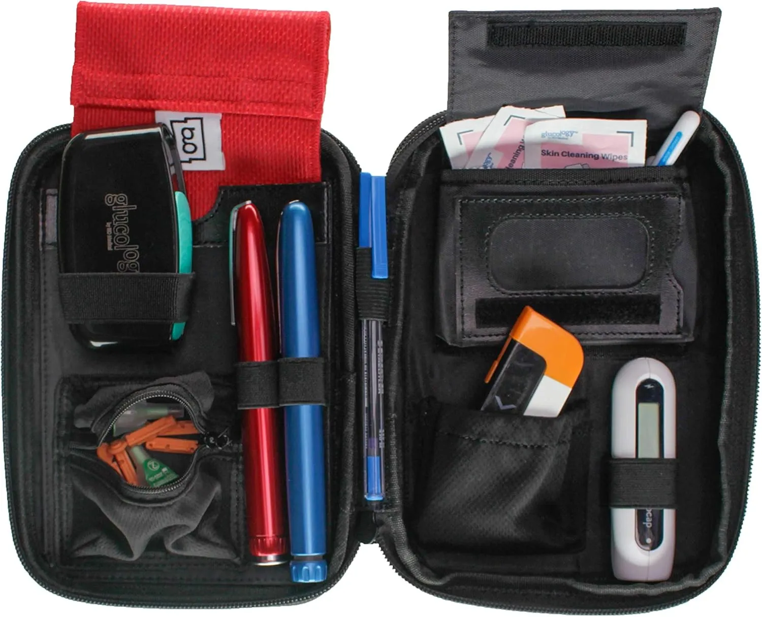 Diabetes Travel Case Hard Shell, Storage Organizer for Glucose Monitor Kit, Insulin Pen, Blood Sugar Test Strips, Syringe, Needles and Other Diabetic Care Supplies, Premium & Durable Hard Case, Flower