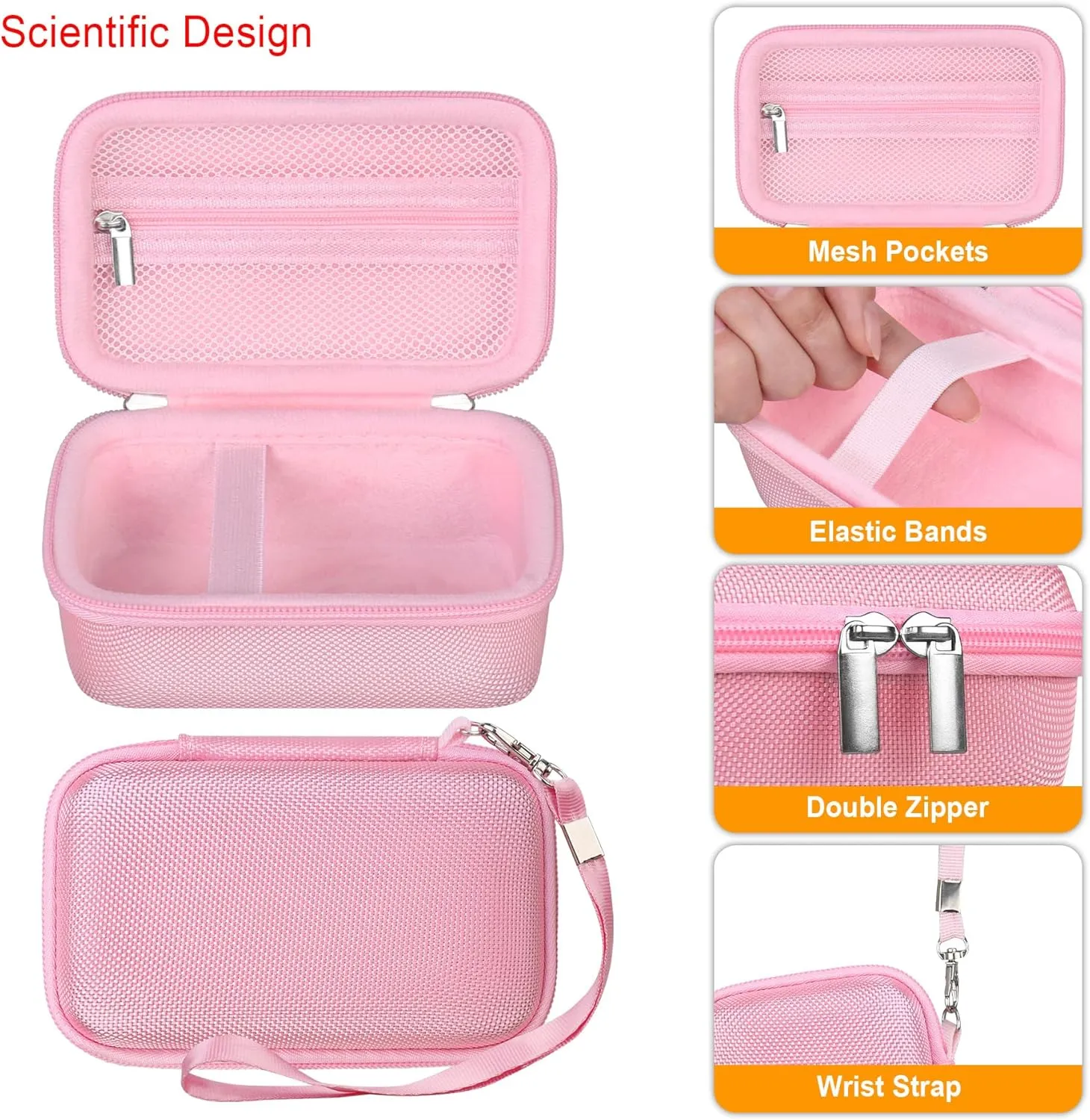 Elonbo Carrying Case for Panasonic LUMIX ZS99 Point and Shoot Camera, LX100/ ZS60/ ZS70/ ZS80/ ZS200/ ZS100 4K Digital Camera Travel Bag, Compact Camera Storage Cover, Mesh Pocket fits Charger. Pink