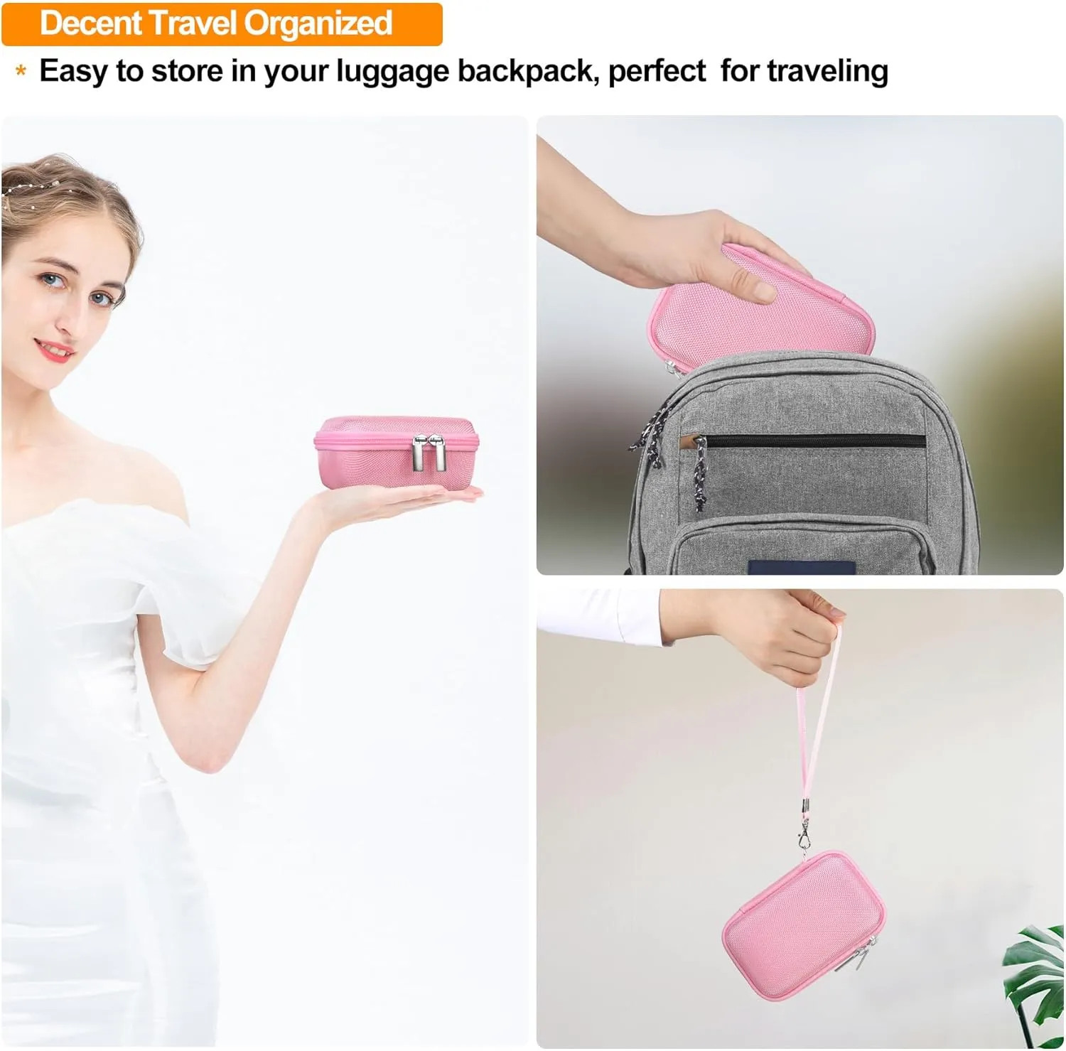 Elonbo Carrying Case for Panasonic LUMIX ZS99 Point and Shoot Camera, LX100/ ZS60/ ZS70/ ZS80/ ZS200/ ZS100 4K Digital Camera Travel Bag, Compact Camera Storage Cover, Mesh Pocket fits Charger. Pink