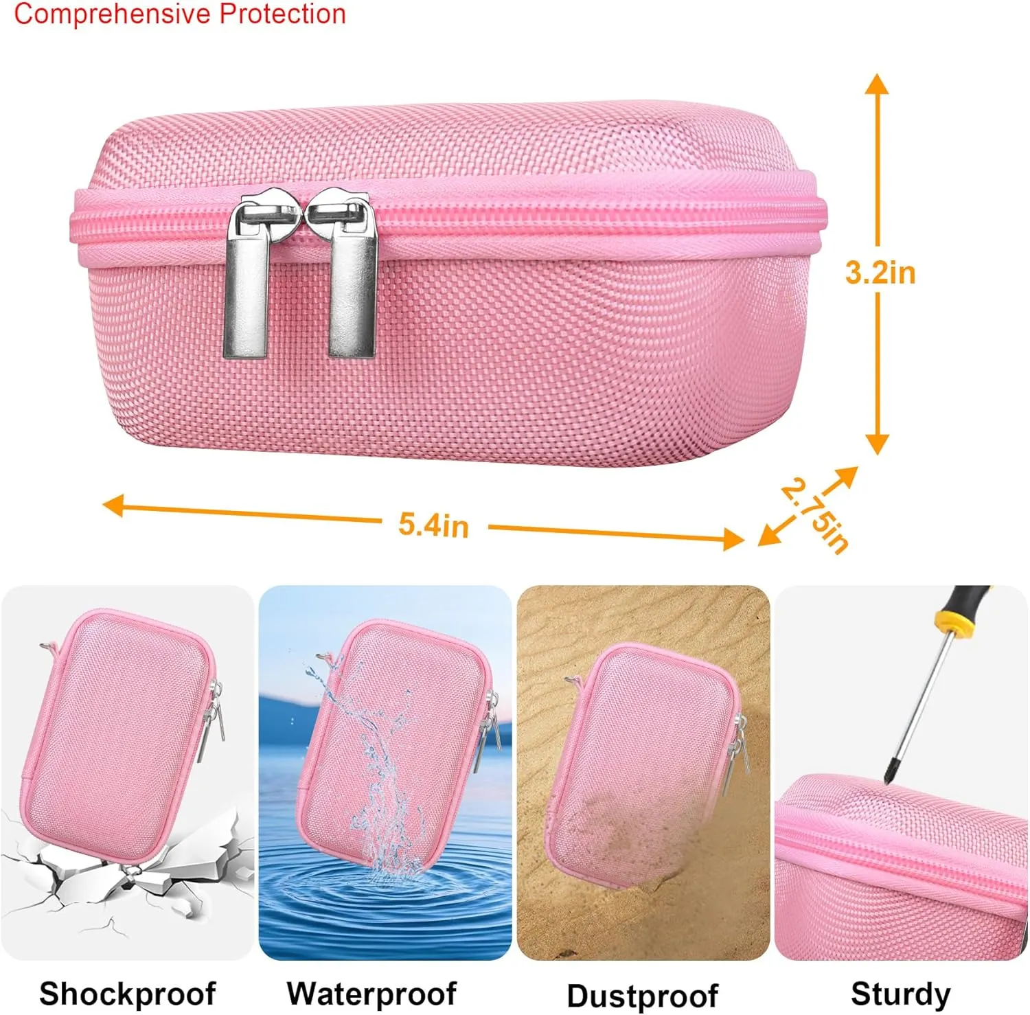Elonbo Carrying Case for Panasonic LUMIX ZS99 Point and Shoot Camera, LX100/ ZS60/ ZS70/ ZS80/ ZS200/ ZS100 4K Digital Camera Travel Bag, Compact Camera Storage Cover, Mesh Pocket fits Charger. Pink