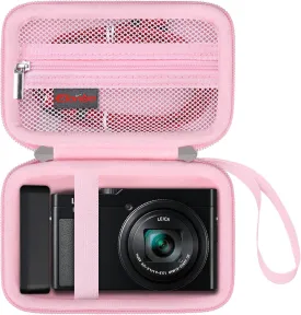 Elonbo Carrying Case for Panasonic LUMIX ZS99 Point and Shoot Camera, LX100/ ZS60/ ZS70/ ZS80/ ZS200/ ZS100 4K Digital Camera Travel Bag, Compact Camera Storage Cover, Mesh Pocket fits Charger. Pink