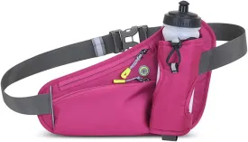 Fanny Running Belt Waist Crossbody BumBags for Running Hiking Travel Workout Adjustable Buckle Strap for Women (Rose Red)