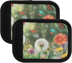 Floral Dandelions and Butterflies 4 Pack Luggage Handle Wraps Covers for Suitcase Identifiers Bag Tags Travel Accessories