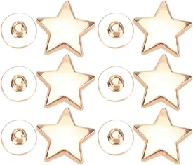 GLOGLOW 50 Sets Star Rivets Studs, 14mm Five-Pointed Star Rivets Screwback Garment Tacks Studs and Spikes for Leather Craft Clothing Bags Belts Dog Collar Shoes(Gold)