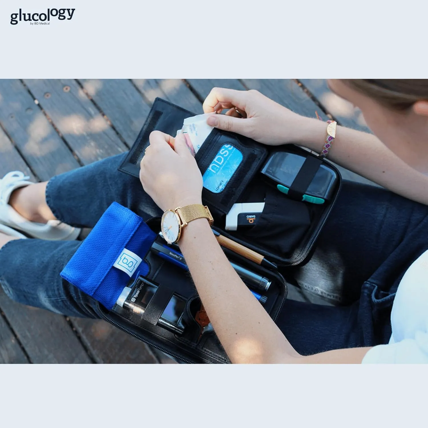 Glucology Classic Diabetic Organizer | Convenient Storage for Insulin, Glucometer, and Accessories | Essential Travel Kit for Diabetes Management (Black, Classic)