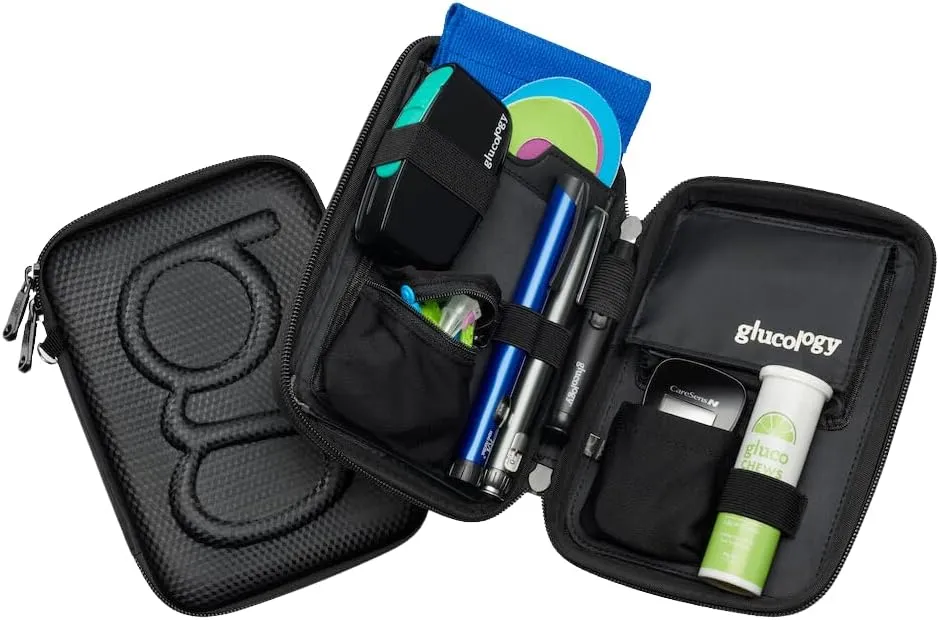 Glucology Classic Diabetic Organizer | Convenient Storage for Insulin, Glucometer, and Accessories | Essential Travel Kit for Diabetes Management (Black, Classic)