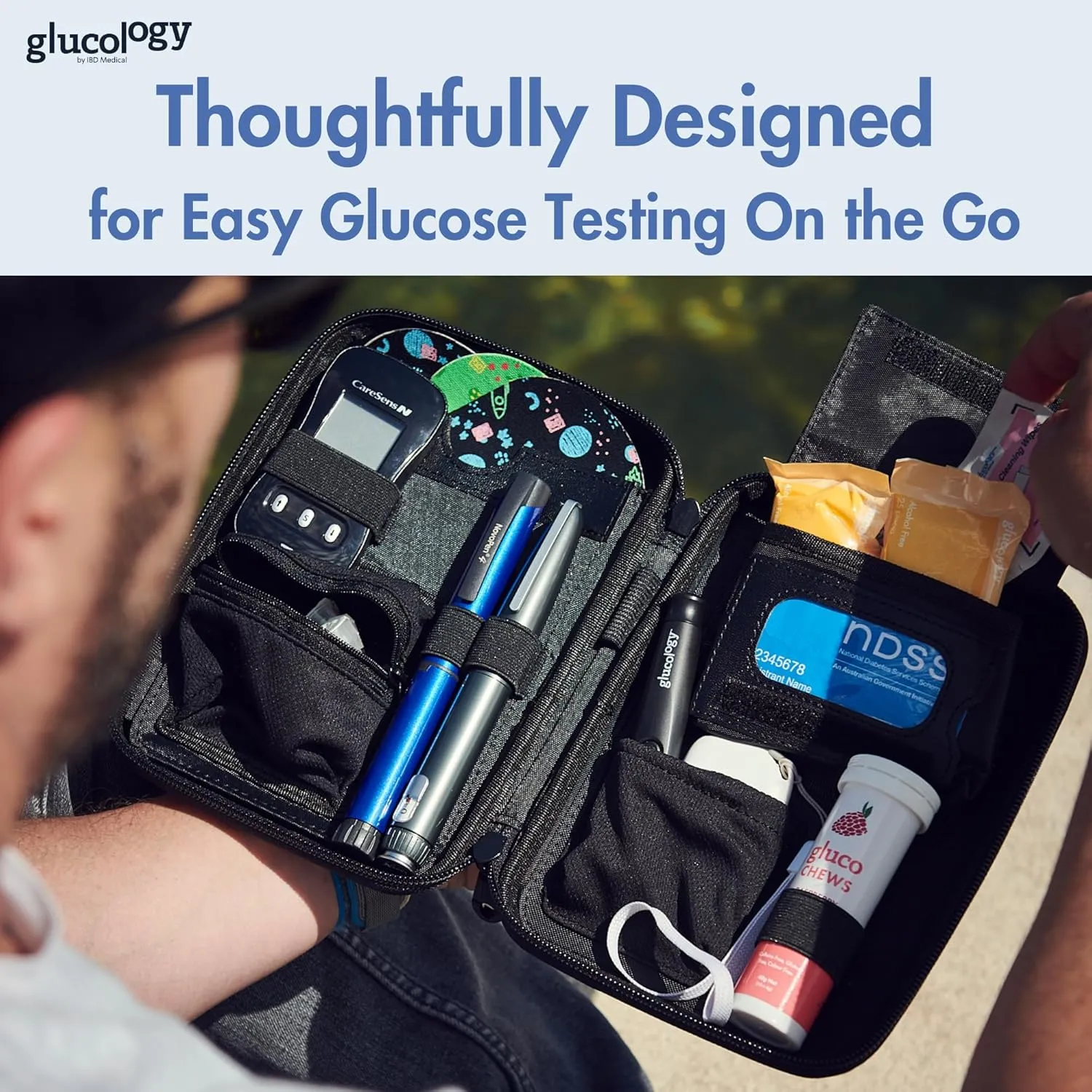 Glucology Classic Diabetic Organizer | Convenient Storage for Insulin, Glucometer, and Accessories | Essential Travel Kit for Diabetes Management (Black, Classic)