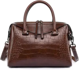 Handbags and Purse for Women Crocodile Pattern Oil Wax Faux Leather Satchel Tote Bags Top Handle Handbag Shoulder Bag
