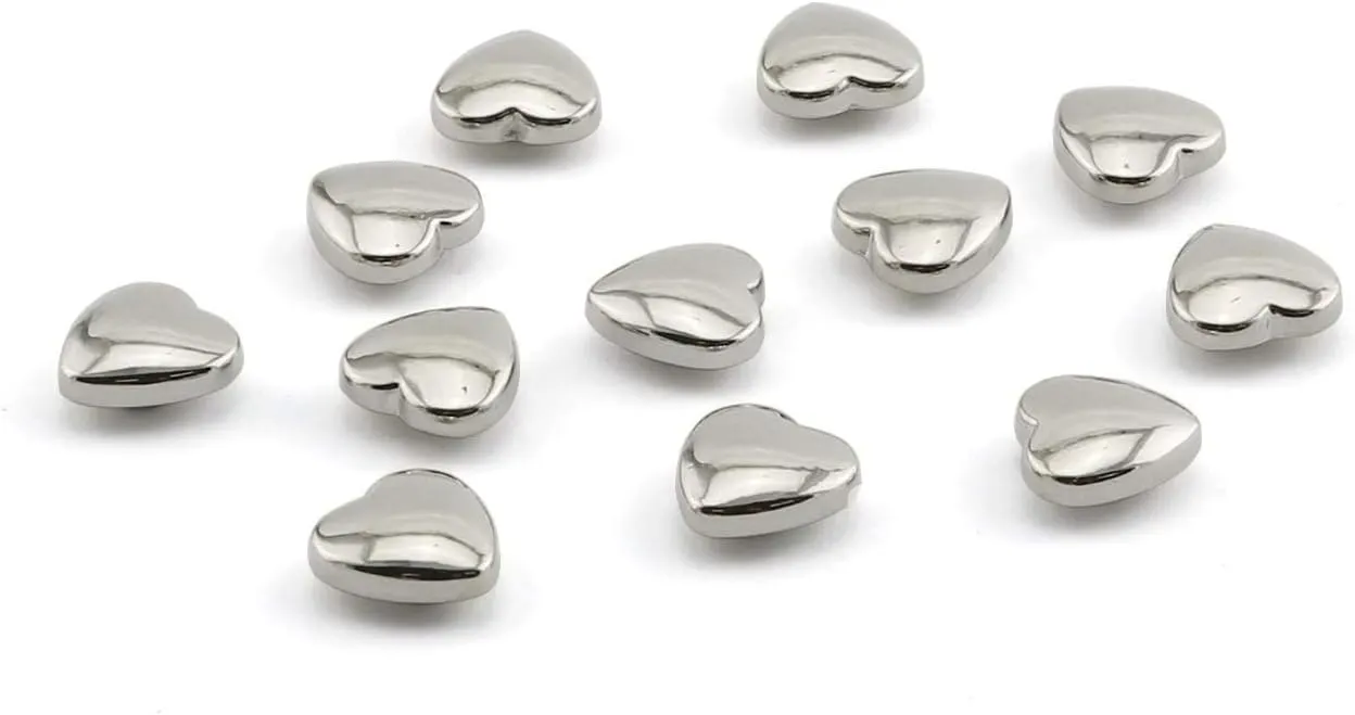 JCBIZ 12pcs Small Metal Heart Shape Decoration Screwback Stud Rivets for Belt Clothes Purse Handbag Leather Craft DIY Handmade Accessories(Silver)