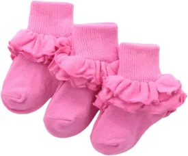 Jefferies Socks Girls 2-6X Misty Ruffle Turn Cuff 3 Pair Pack Socks