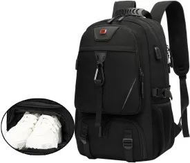Large Travel Backpack with Shoe Compartment, Carry On Backpacks for Men, Laptop Backpack with USB Charging Port