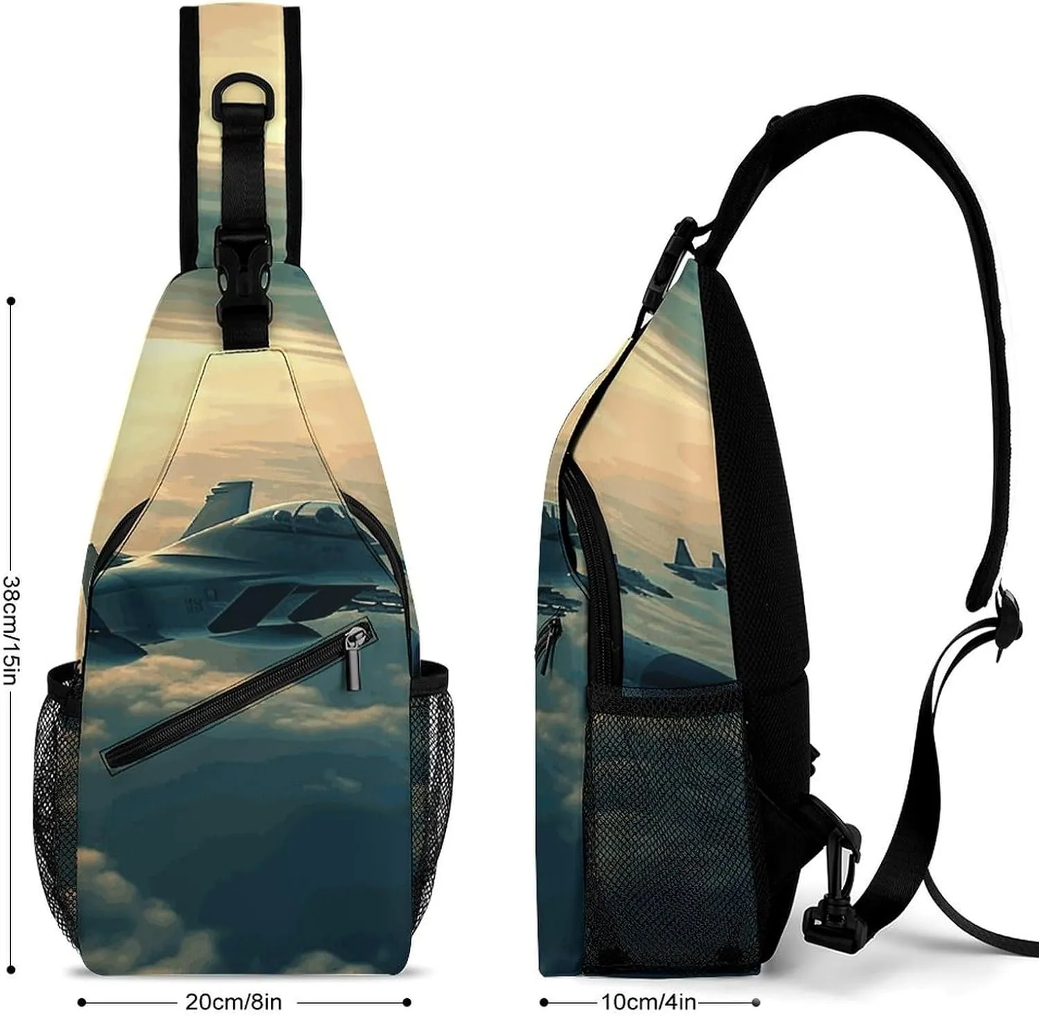 Lightweight Chest Bag Crossbody Bag Aircraft Fighter Jets Sling Backpack for Women Men Sports Travel