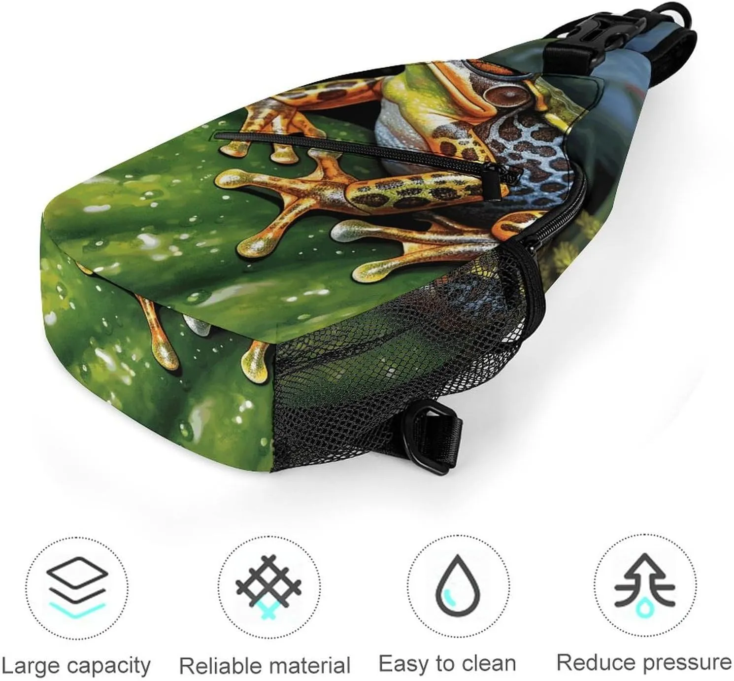 Lightweight Chest Bag Crossbody Bag Tropical Frog Sling Backpack for Women Men Sports Travel