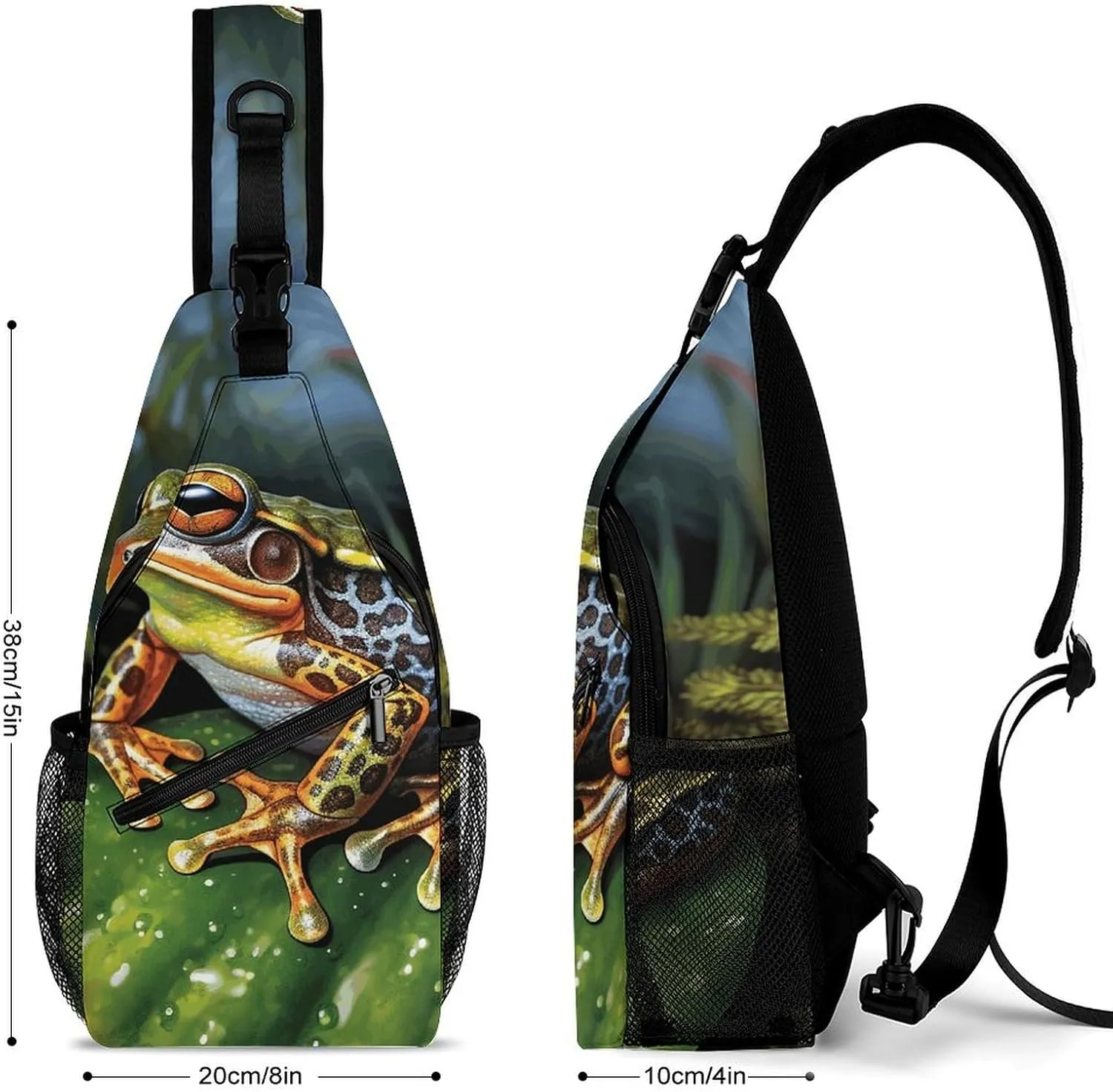 Lightweight Chest Bag Crossbody Bag Tropical Frog Sling Backpack for Women Men Sports Travel