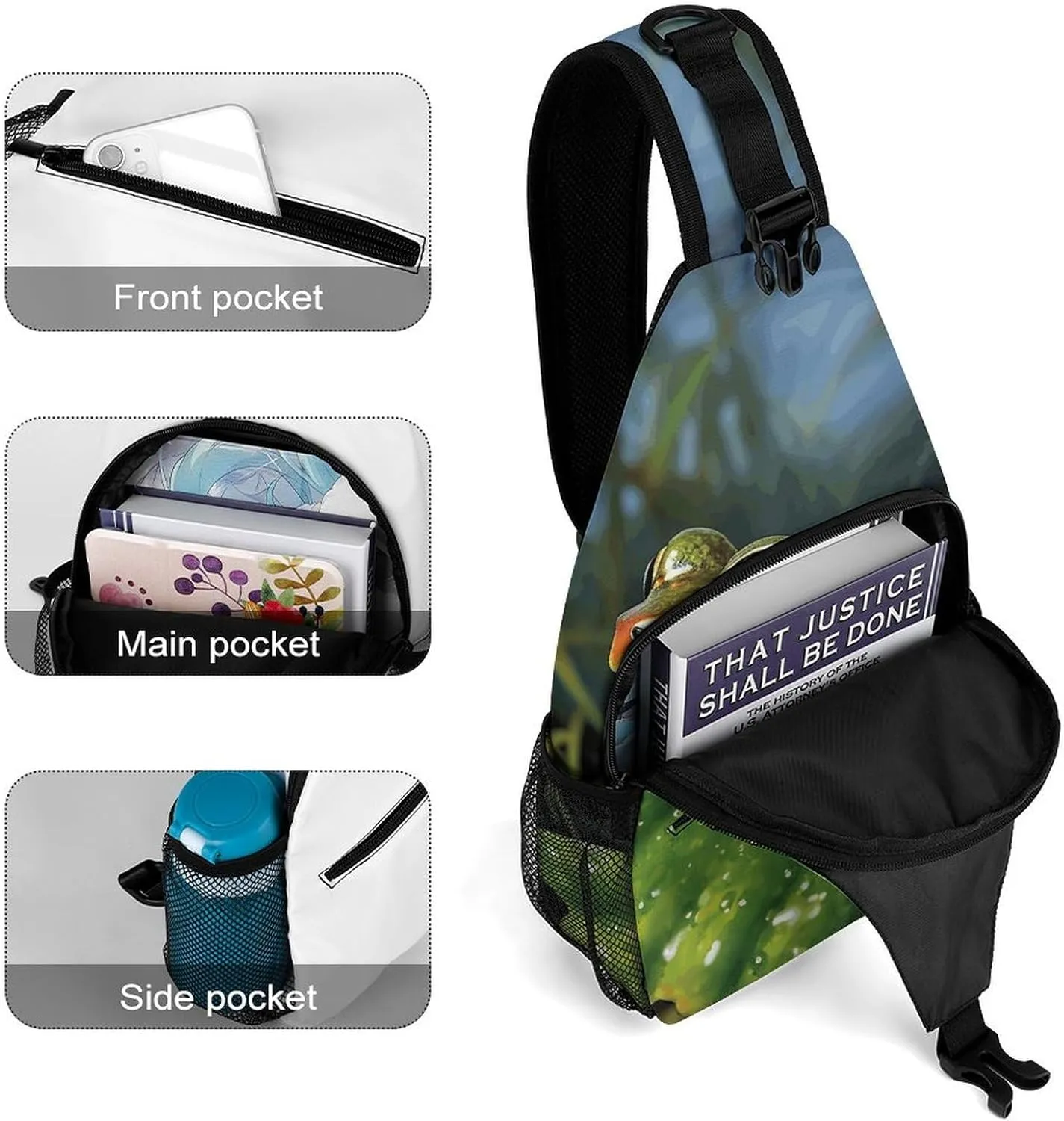 Lightweight Chest Bag Crossbody Bag Tropical Frog Sling Backpack for Women Men Sports Travel