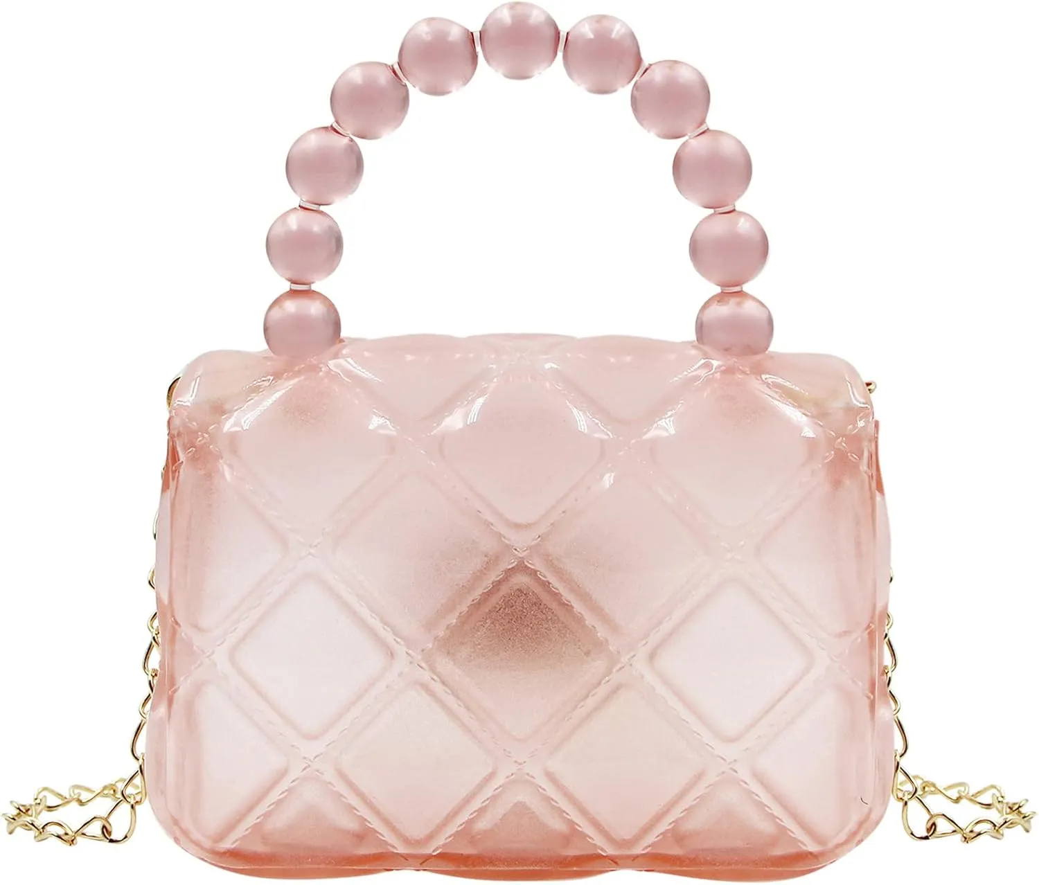 Little Girls Mini Jelly Purse Candy Color Transparent Small Crossbody Bag Cute Princess Handbags with Pearl Handle