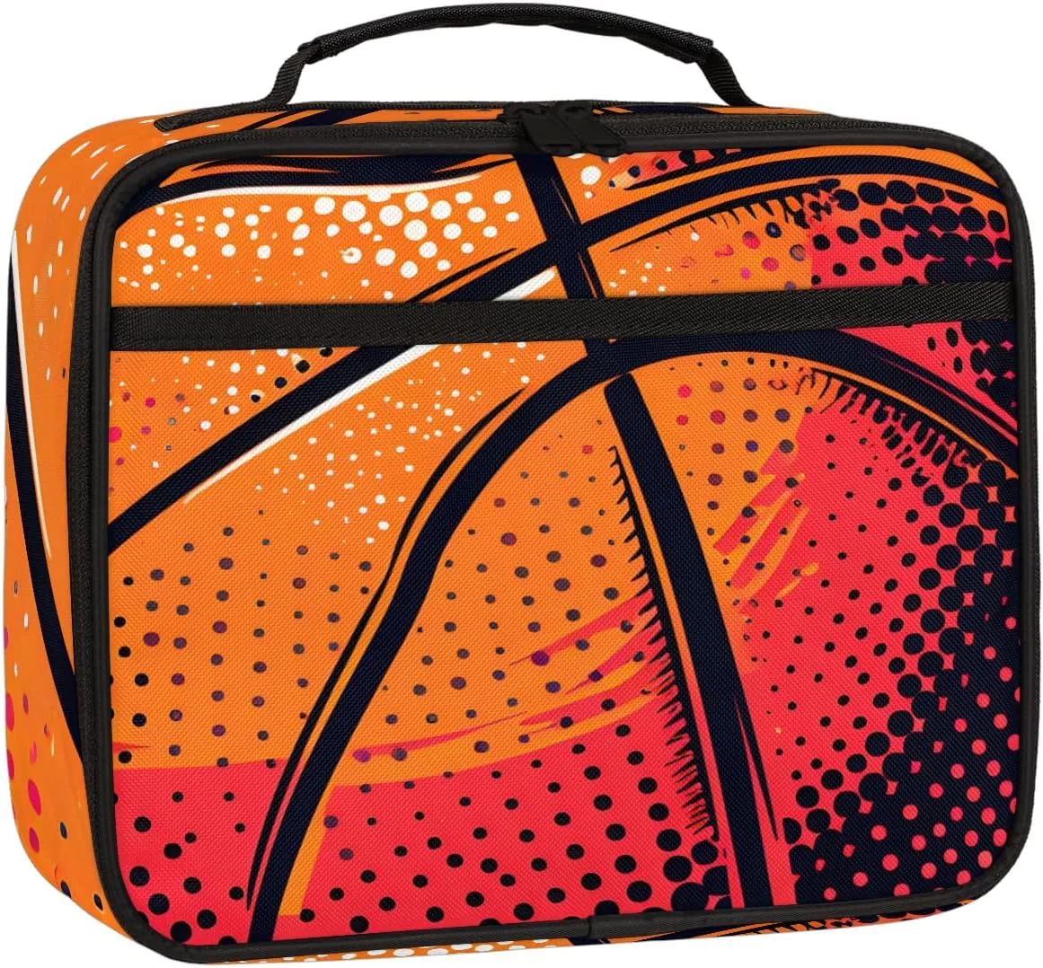 Lunch Box for Women Men Basketball Insulated Lunch Tote Bags Reusable Leakproof Lunch Bag Cooler Tote Large Lunch Bag for Picnic Travel Camping for Travel Picnic Office