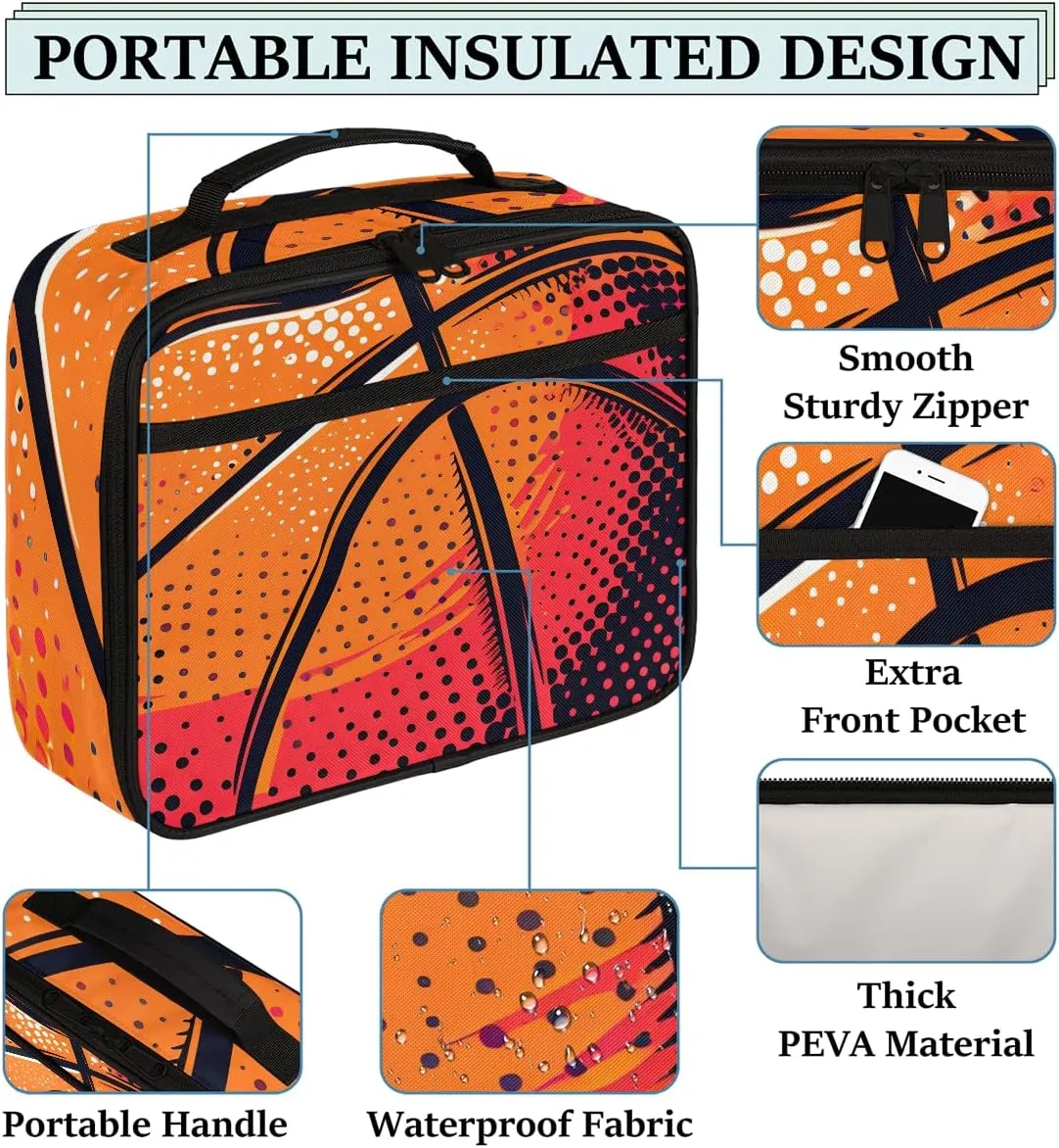 Lunch Box for Women Men Basketball Insulated Lunch Tote Bags Reusable Leakproof Lunch Bag Cooler Tote Large Lunch Bag for Picnic Travel Camping for Travel Picnic Office