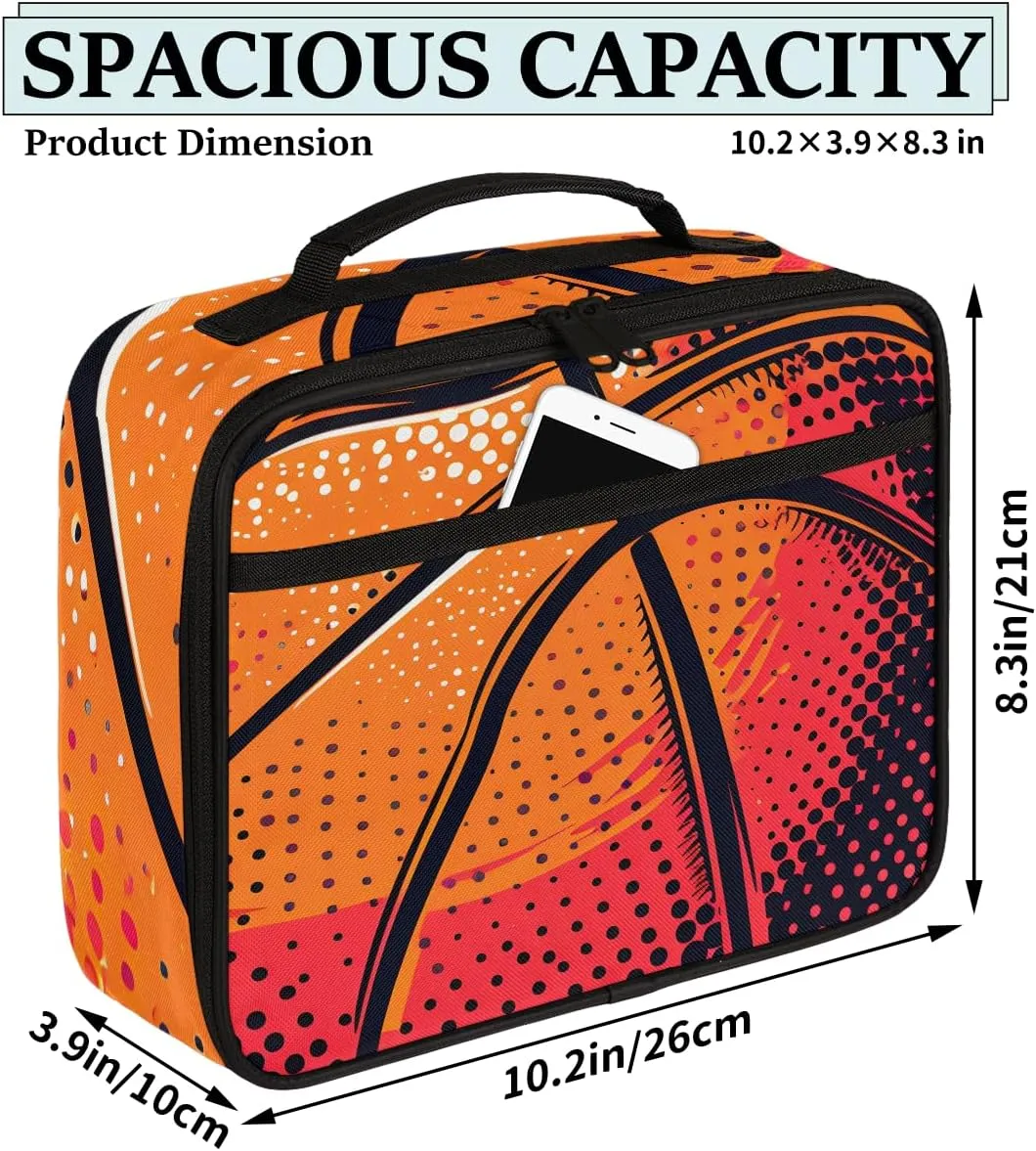 Lunch Box for Women Men Basketball Insulated Lunch Tote Bags Reusable Leakproof Lunch Bag Cooler Tote Large Lunch Bag for Picnic Travel Camping for Travel Picnic Office