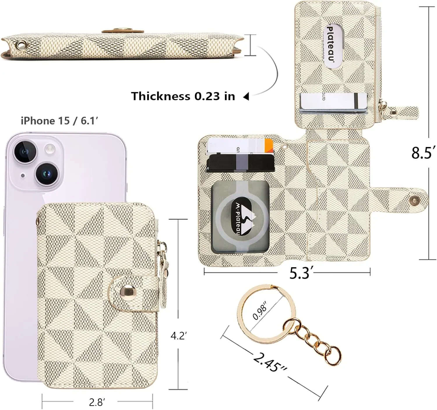 M-Plateau Card Cases, Leather Card & ID Cases,Credit Card Holder Wallet Small Card Case Wallet: Wallet Women Small Premium PU Leather, Slim Wallet for Travelling (off White)
