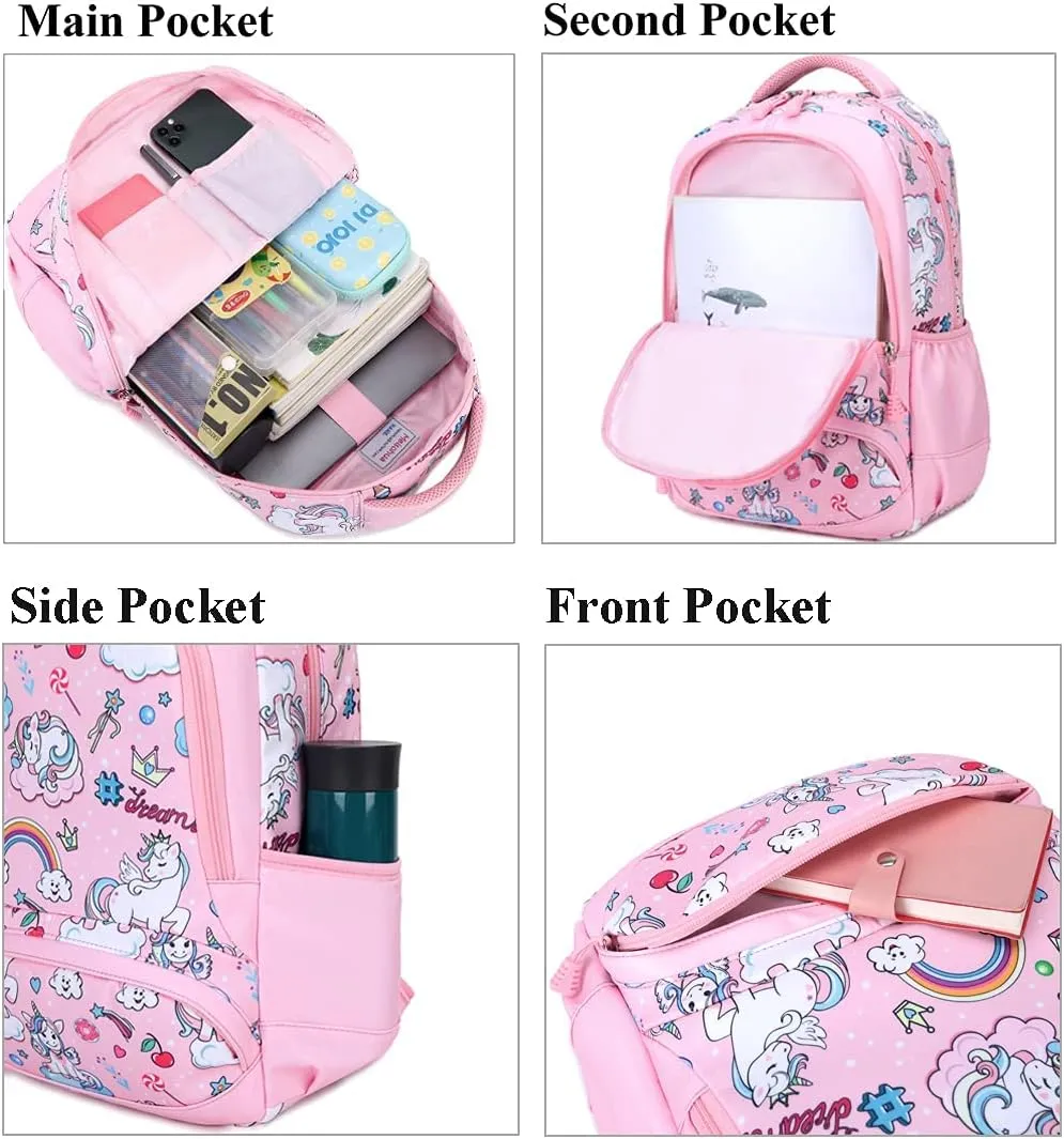 Meisohua School Backpacks Girls Unicorn Backpack with Lunch Bag and Pencil Case Kids 3 in 1 Bookbags School Bag Set