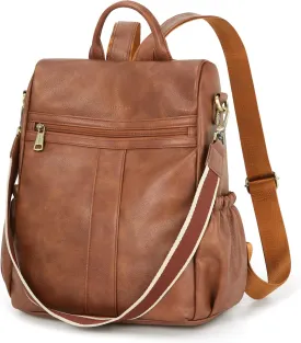Missnine Backpack Purse for Women, PU Leather Anti-theft Backpack, Ladies Convertible Satchel Bags, Shoulder Bag for Travel, Work, Trip, Brown