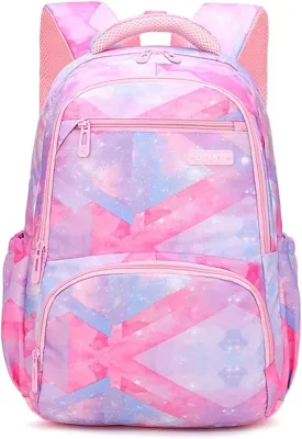 MITOWERMI Kids Backpack for Girls Elementary School Bags Backpacks for Girls Children Bookbags Primary Kindergarten Backpack Pink Geometric