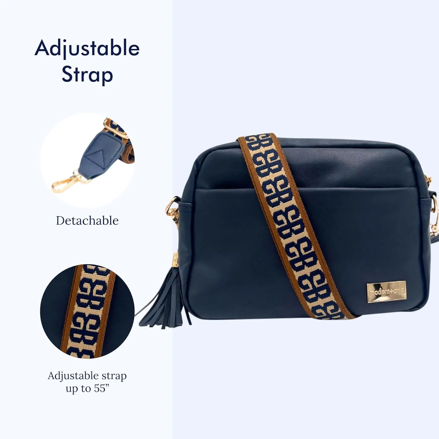 Modern Chic Alice Crossbody Bag: Vegan Leather Purse with Roomy Exterior/Interior Pockets, Key Leash & Matching Womens Wallet