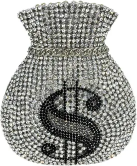 Money Crystal Clutch Bag Women Dollars Evening Handbags Bridal Party Rhinestone Clutch Purse Cocktail Bag,Mini