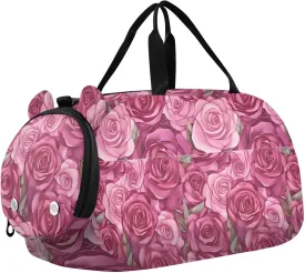 Peach Rose Duffel Gym Bags with Shoes Compartment Large Capacity Weekend Travel Bag for Beach Swim Pool Sports bolsas de