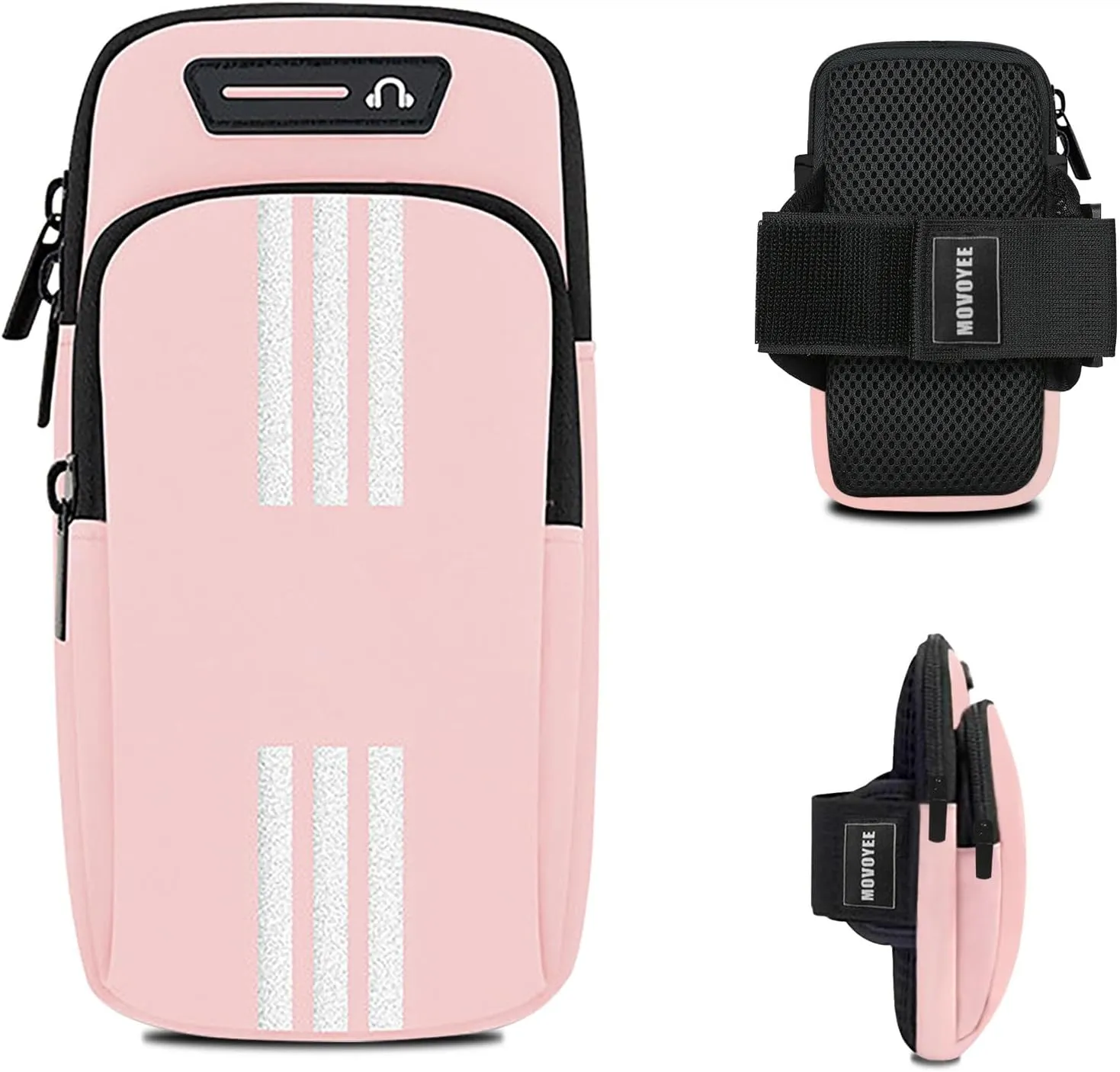 Phone Holder for Running Armband iPhone 11 12 13 14 15 16 Pro Max 16e Xs Xr X Plus Mini Galaxy Ultra S25 Note Pouch,Cell Phones Arm Band Bag Fit Workouts Exercise Gym Sports Hiking Wrist Pink
