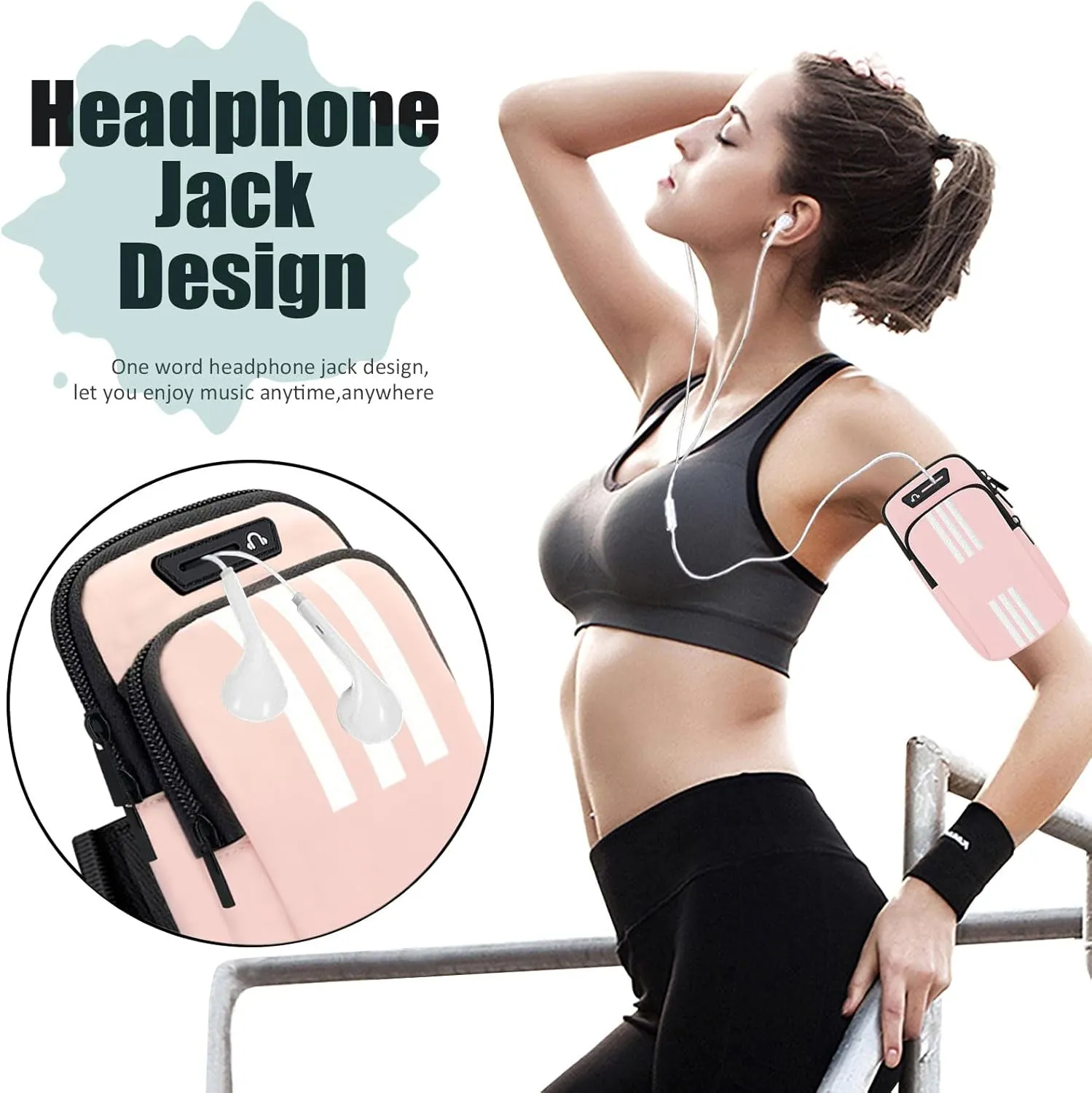 Phone Holder for Running Armband iPhone 11 12 13 14 15 16 Pro Max 16e Xs Xr X Plus Mini Galaxy Ultra S25 Note Pouch,Cell Phones Arm Band Bag Fit Workouts Exercise Gym Sports Hiking Wrist Pink