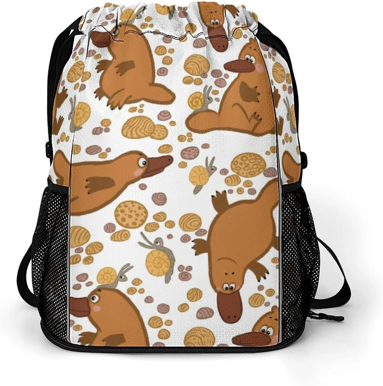Platypus Snails Pebbles Gym Drawstring Bags Sports Belt Pocket Backpack Cute Animal Sackpack String Cinch Beach Bag for Women Men