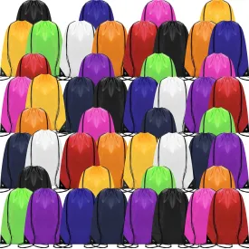 Shappy 50 Pcs Drawstring Backpack Bulk Sports Gym Cinch Bag Polyester String Bag for Men Women Children(10 Colors)