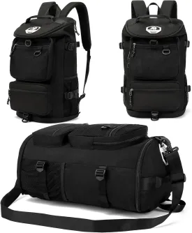 Solid color gym duffel bag backpack, wrestling bag,with shoe compartment, 4 kinds of back method waterproof travel sports walking laptop Lightweight (B-Black)