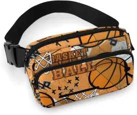 Sport Basketball Belt Bag Fanny Pack Crossbody Orange Fashion Waist Packs With Adjustable Strap For Men Women Travel Hiking Cycling Running